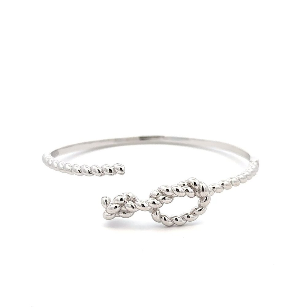 925 Sterling Silver Bangle Wire Bracelet Adjustable Size 6.25 inches